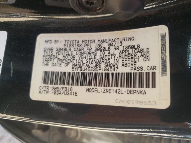 2013 TOYOTA COROLLA BA 5YFBU4EE3DP184547