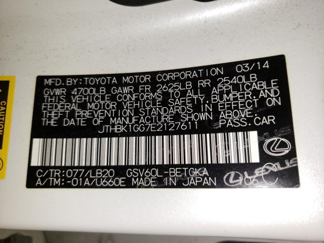 2014 LEXUS ES 350 JTHBK1GG7E2127611