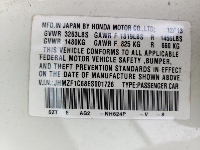2014 HONDA CR-Z EX JHMZF1C68ES001726