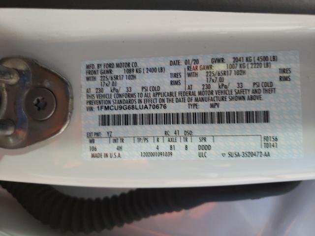 2020 FORD ESCAPE SE 1FMCU9G68LUA70676