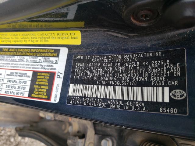 2016 TOYOTA CAMRY LE 4T1BF1FK3GU587170