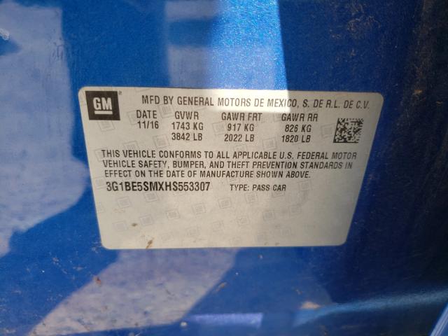 2017 CHEVROLET CRUZE LT 3G1BE5SMXHS553307