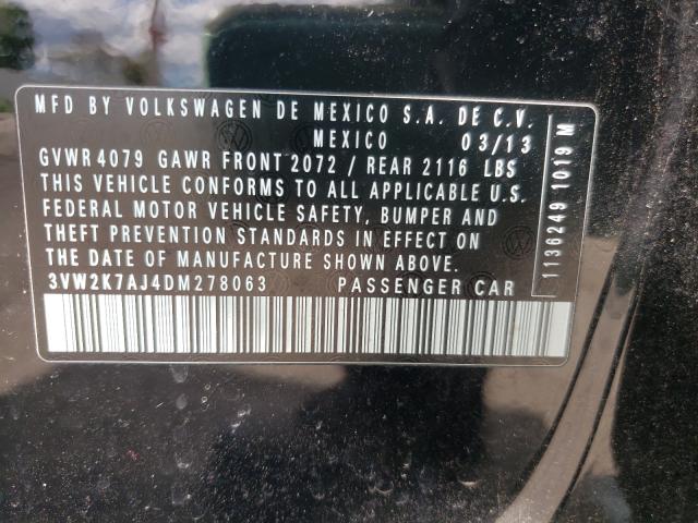 2013 VOLKSWAGEN JETTA BASE 3VW2K7AJ4DM278063