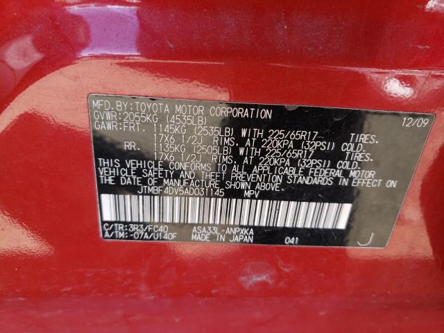 2010 TOYOTA RAV4 JTMBF4DV5AD031145