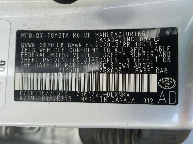 2017 TOYOTA COROLLA L 2T1BURHE1HC768606