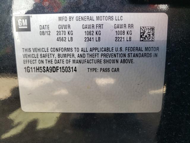 2013 CHEVROLET MALIBU LTZ 1G11H5SA9DF150314