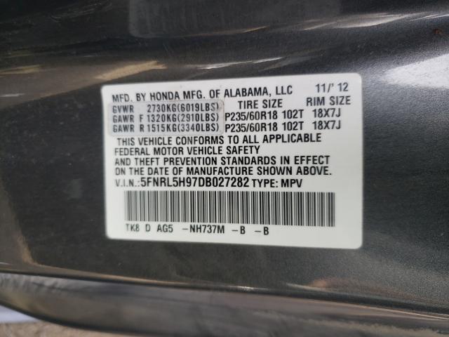 2013 HONDA ODYSSEY TO 5FNRL5H97DB027282