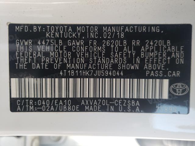2018 TOYOTA CAMRY L 4T1B11HK7JU594044