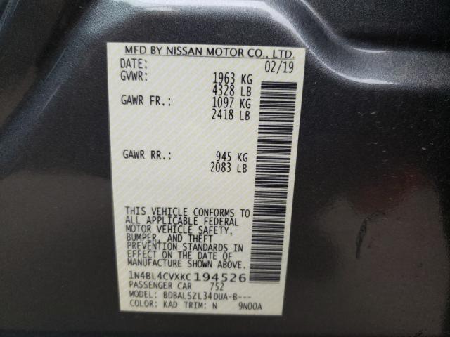 2019 NISSAN ALTIMA SR 1N4BL4CVXKC194526