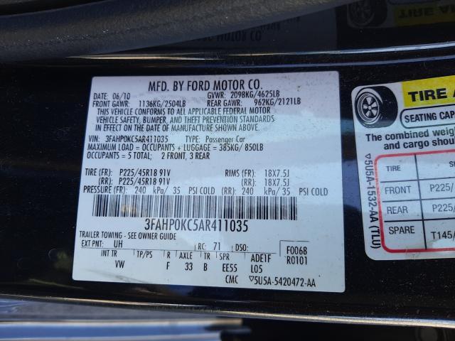 2010 FORD FUSION SPO 3FAHP0KC5AR411035