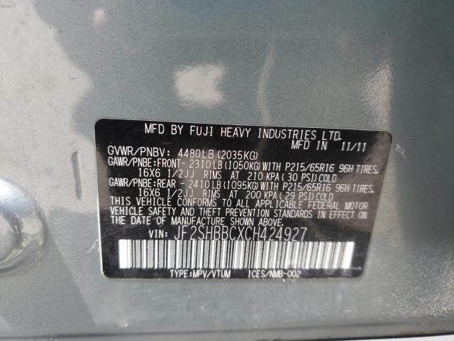 2012 SUBARU FORESTER JF2SHBBCXCH424927