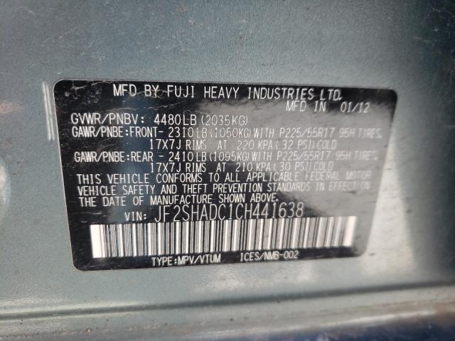 2012 SUBARU FORESTER 2 JF2SHADC1CH441638