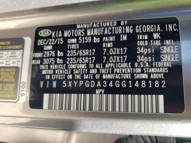 2016 KIA SORENTO LX 5XYPGDA34GG148182