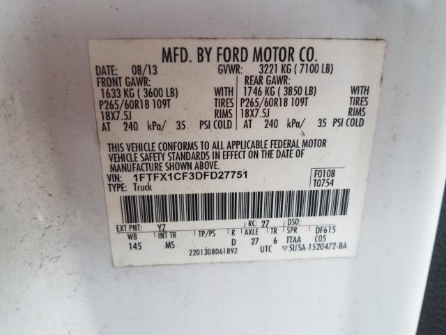 2013 FORD F150 SUPER 1FTFX1CF3DFD27751
