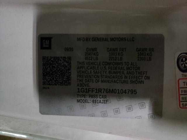 2021 CHEVROLET CAMARO LZ 1G1FF1R76M0104795
