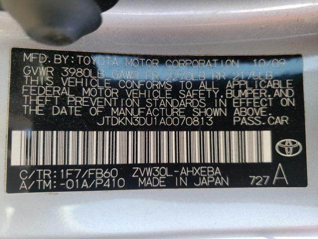 2010 TOYOTA PRIUS JTDKN3DU1A0070813