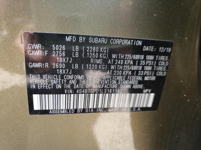2020 SUBARU OUTBACK TO 4S4BTGPD1L3161182
