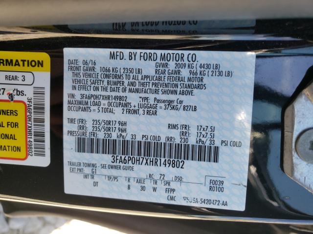 2017 FORD FUSION SE 3FA6P0H7XHR149802