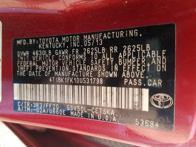 2013 TOYOTA CAMRY SE 4T1BK1FK1DU531798