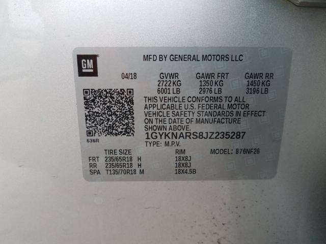 2018 CADILLAC XT5 1GYKNARS8JZ235287