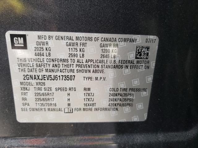2018 CHEVROLET EQUINOX LT 2GNAXJEV5J6173507