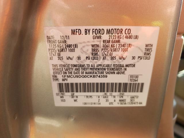 2012 FORD ESCAPE XLT 1FMCU9DG0CKB74359