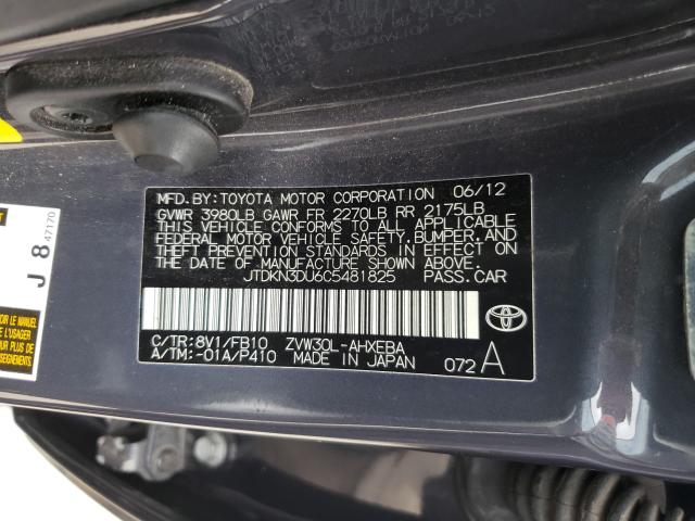 2012 TOYOTA PRIUS JTDKN3DU6C5481825
