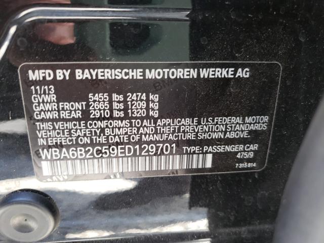 VIN WBA6B2C59ED129701 2014 BMW 6 Series, 650 I Gran... no.10