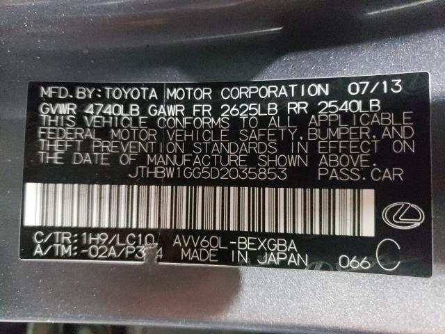 2013 LEXUS ES 300H JTHBW1GG5D2035853