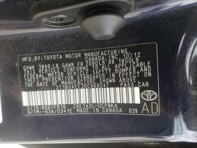 2013 TOYOTA COROLLA BA 2T1BU4EE3DC968047
