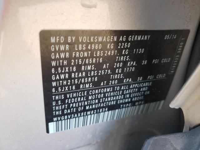 2014 VOLKSWAGEN TIGUAN S WVGBV3AX8EW621834