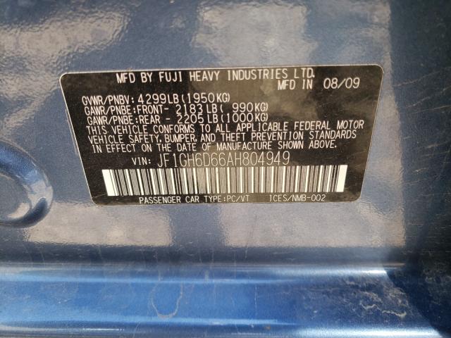 2010 SUBARU IMPREZA OU JF1GH6D66AH804949