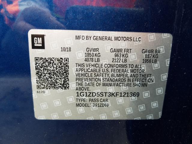 2019 CHEVROLET MALIBU LT 1G1ZD5ST3KF121369