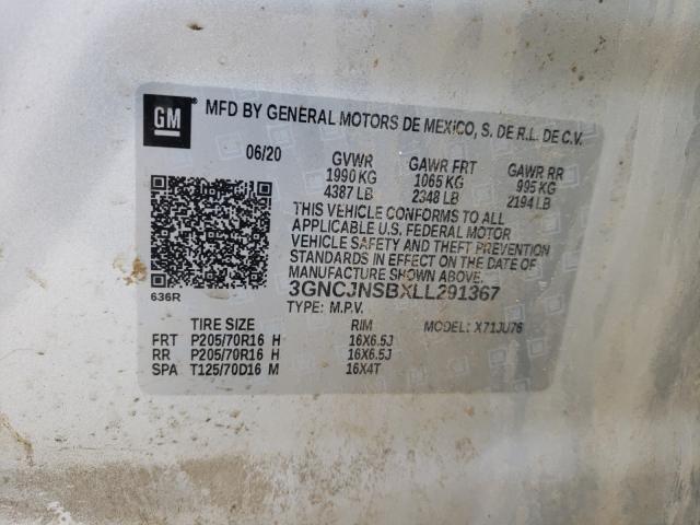 2020 CHEVROLET TRAX LS 3GNCJNSBXLL291367