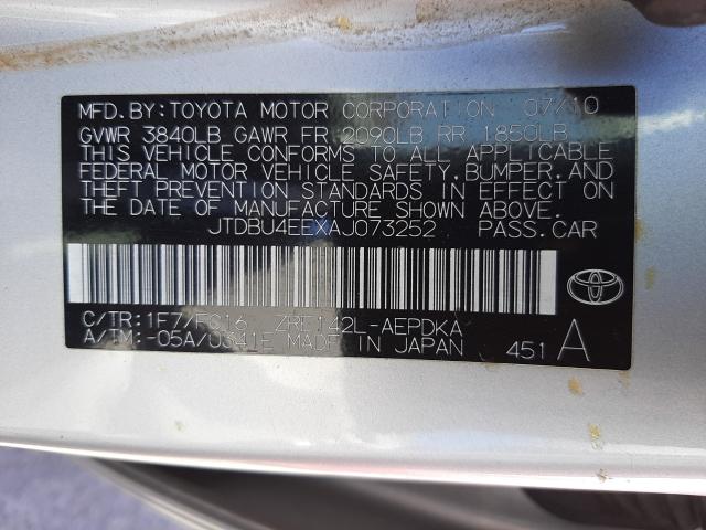 2010 TOYOTA COROLLA BA JTDBU4EEXAJ073252