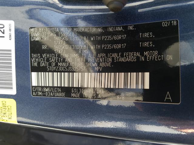 2018 TOYOTA SIENNA XLE 5TDYZ3DC5JS925757