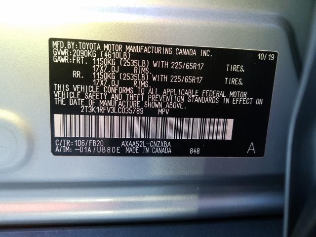 2020 TOYOTA RAV4 XLE P 2T3K1RFV3LC035789