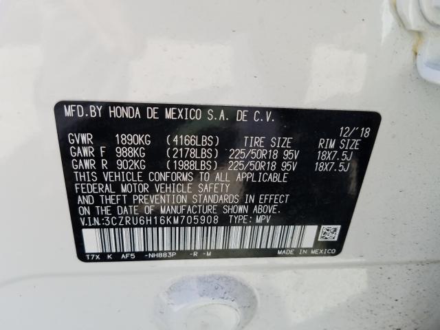 2019 HONDA HR-V SPORT 3CZRU6H16KM705908