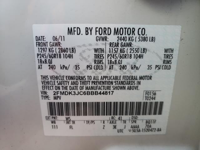 2011 FORD EDGE SEL 2FMDK3JC6BBB44817