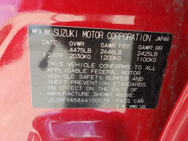 2010 SUZUKI KIZASHI GT JS2RF9A58A6100078