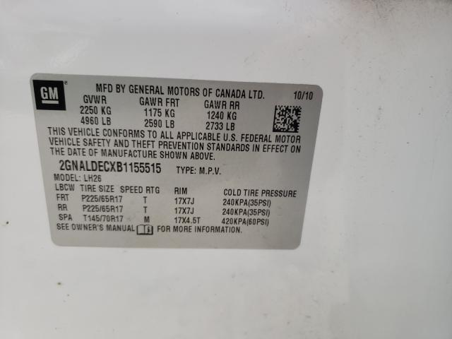 2011 CHEVROLET EQUINOX LT 2GNALDECXB1155515