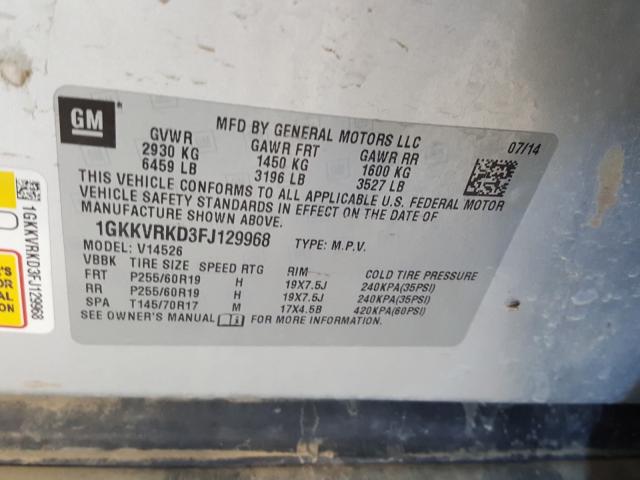 2015 GMC ACADIA SLT 1GKKVRKD3FJ129968