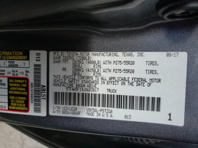 2018 TOYOTA TUNDRA CRE 5TFAW5F19JX683017