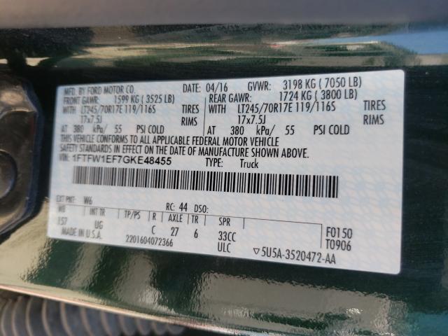 2016 FORD F150 SUPER 1FTFW1EF7GKE48455