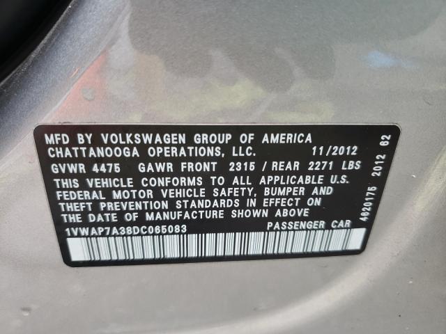 2013 VOLKSWAGEN PASSAT S 1VWAP7A38DC065083