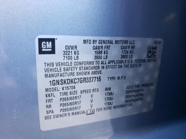 2016 CHEVROLET TAHOE POLI 1GNSKDKC7GR337716
