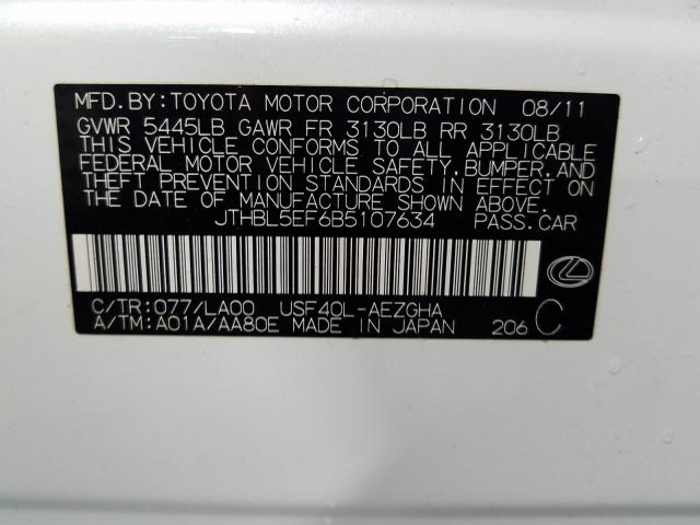 2011 LEXUS LS 460 JTHBL5EF6B5107634