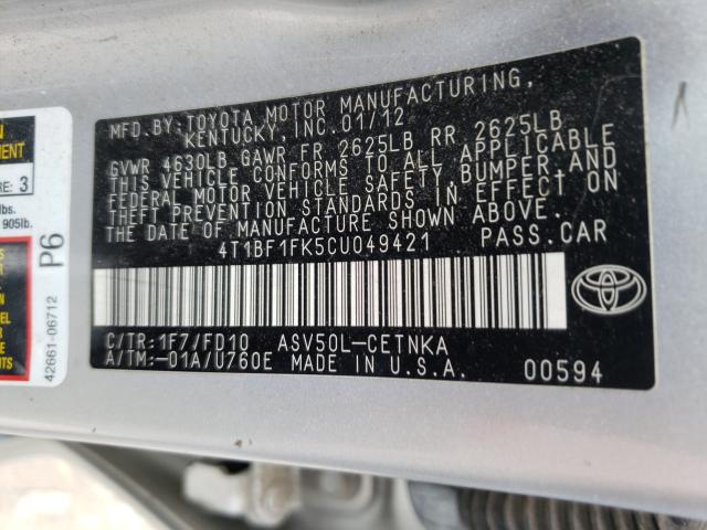 2012 TOYOTA CAMRY BASE 4T1BF1FK5CU049421