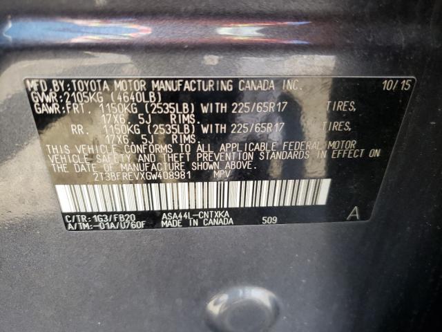 2016 TOYOTA RAV4 LE 2T3BFREVXGW408981