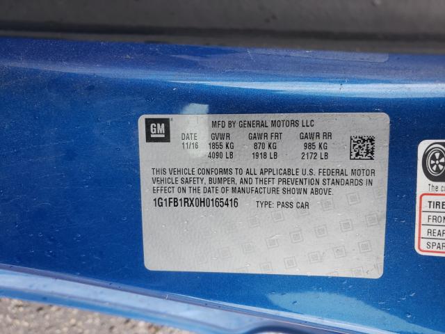 2017 CHEVROLET CAMARO LT 1G1FB1RX0H0165416
